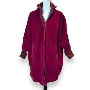 VTG David Benjamin Womens Burgundy Red Chore Barn Coat Plaid Wool Lined Jacket M